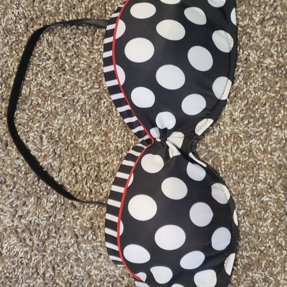 NEW polkadot High-Waisted Bikini Underwire Push-up Strapless Option Pin-up - Picture 3 of 7